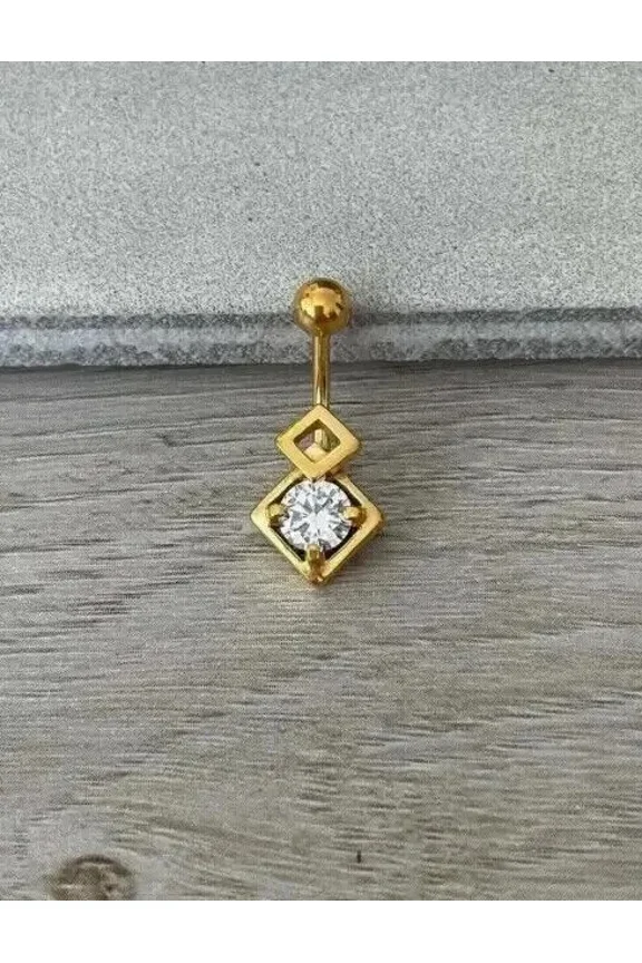 1Ct Round Cut Simulated Diamond Women's Wedding Belly Botton Pretty Gift 14K Yellow Gold Plated 925 Silver
