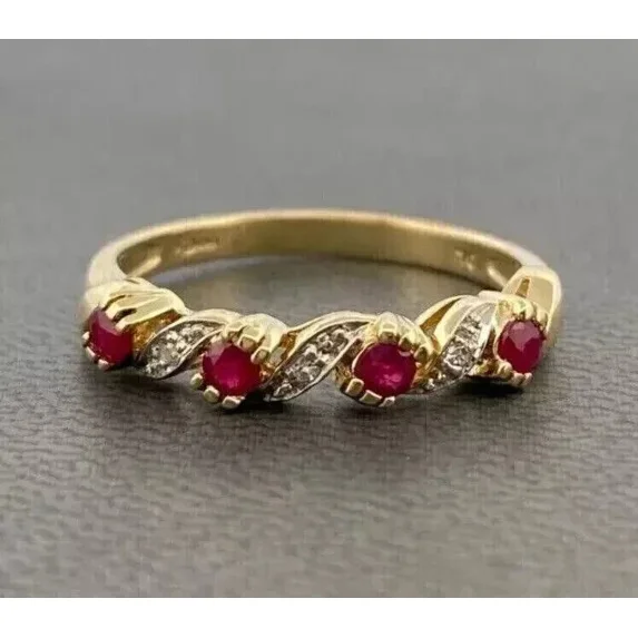 1Ct Round Cut Simulated Women's Red Ruby Wedding Ring 14K Yellow Gold Plated