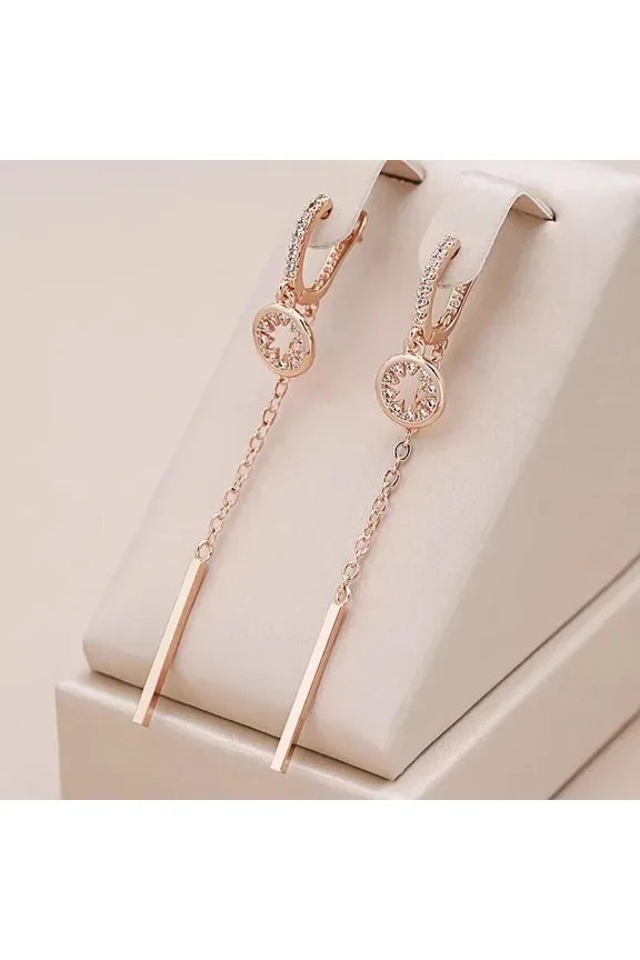 1Ct Round Cut White Diamond Women's Wedding Drop Dangle Earrings in 14k Rose Gold Plated