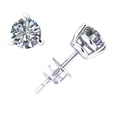 thumbnail image 1 of 1Ct Round Diamond Basket Stud Earrings 18k White Gold 3Prong Push Back G SI1, 1 of 1