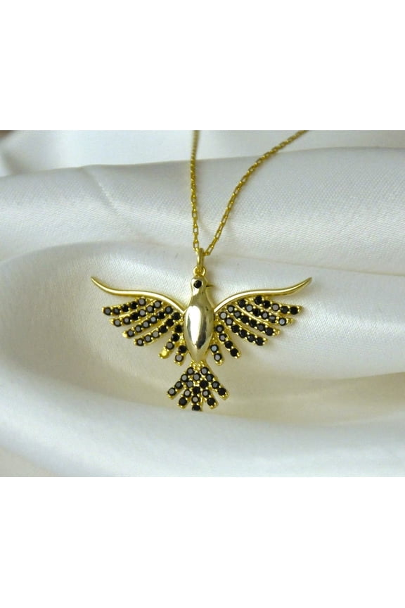 1Ct Round Lab-Created Diamond Birds Charm Pendant Necklace 14k Gold Plated Silver