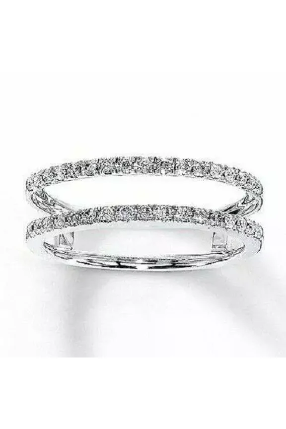 1Ct Round Lab Created Diamond Enhancer Wrap Wedding Ring 14K White Gold Plated