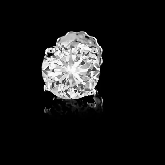 1Ct Round Lab Created Diamond Screw Back Single Stud Earring 14k White Gold Over