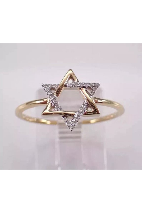 1Ct Round Lab Created Diamond Star Wedding Ring 14K Yellow Gold Plated