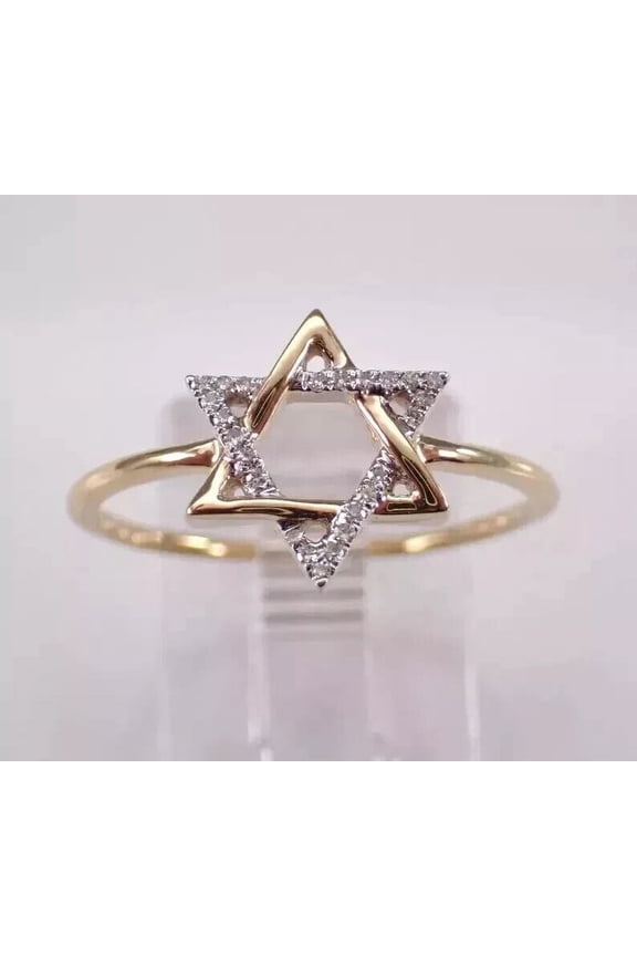 1Ct Round Lab Created Diamond Star Wedding Ring 14K Yellow Gold Plated