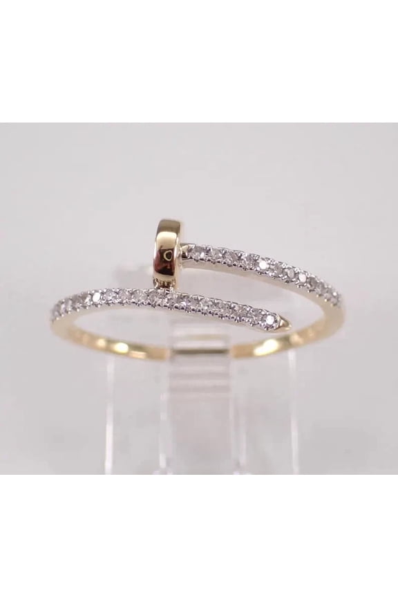 1Ct Round Real Moissanite Women's Nail Wedding Ring 14k Two Tone Gold Plated