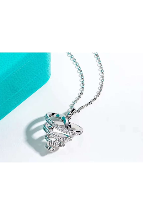 1Ct Simulated Diamond 925 Silver Tornado Pendant 14K White Gold Plated