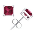 thumbnail image 1 of 1Ctw Princess Pink Sapphire Stud Earrings 14Kt White Gold Prong Push Back AA Quality, 1 of 1