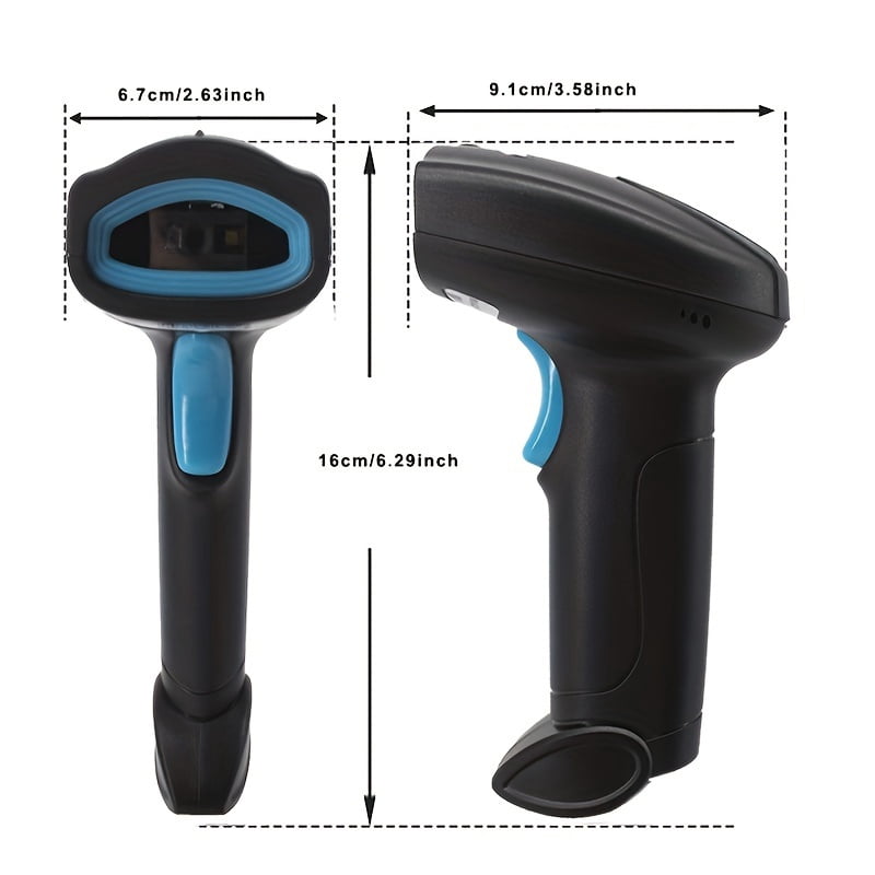 1D 2D Barcode Scanner Wired/ Wireless QR Code Reader for POS System, Cordless Scanner for Warehouse Inventory Shop