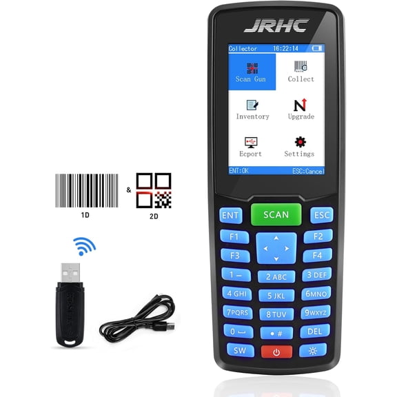 1D 2D Barcode Wireless, Portable Inventory & PDA Data Collector PDT Inventory Device with Long Transmission Distance Wireless Bar Code Reader with 2.8" LCD Screen