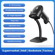 1D 2D QR Code Barcode Scanner with Stand,USB Wired Handheld PC iPhone POS Reader,Automatic Screen Scanning