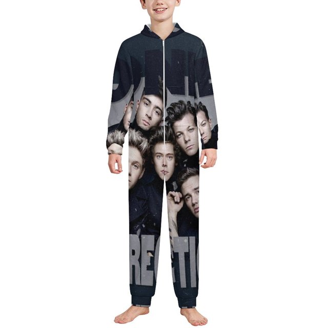 1D One Direction Kids Hooded Union Suit One Piece Pajama Outfit Boys
