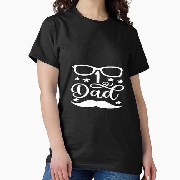 1Dad Number One Father's Day Vintage Style Trophy Badge Design T-Shirt