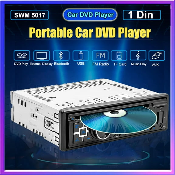 1Din Car DVD Player Universal Multimedia Bluetooth Music EQ Stereo USB TF Card FM AM Autoradio AUX Input MP3 Player