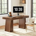 thumbnail image 1 of 1Easylife 55 Inches Long Computer Desk, Large Brown Wooden Home Office Desk with Heavy Duty Pedestal, Modern Simple Style Study Writing Table, 1 of 8