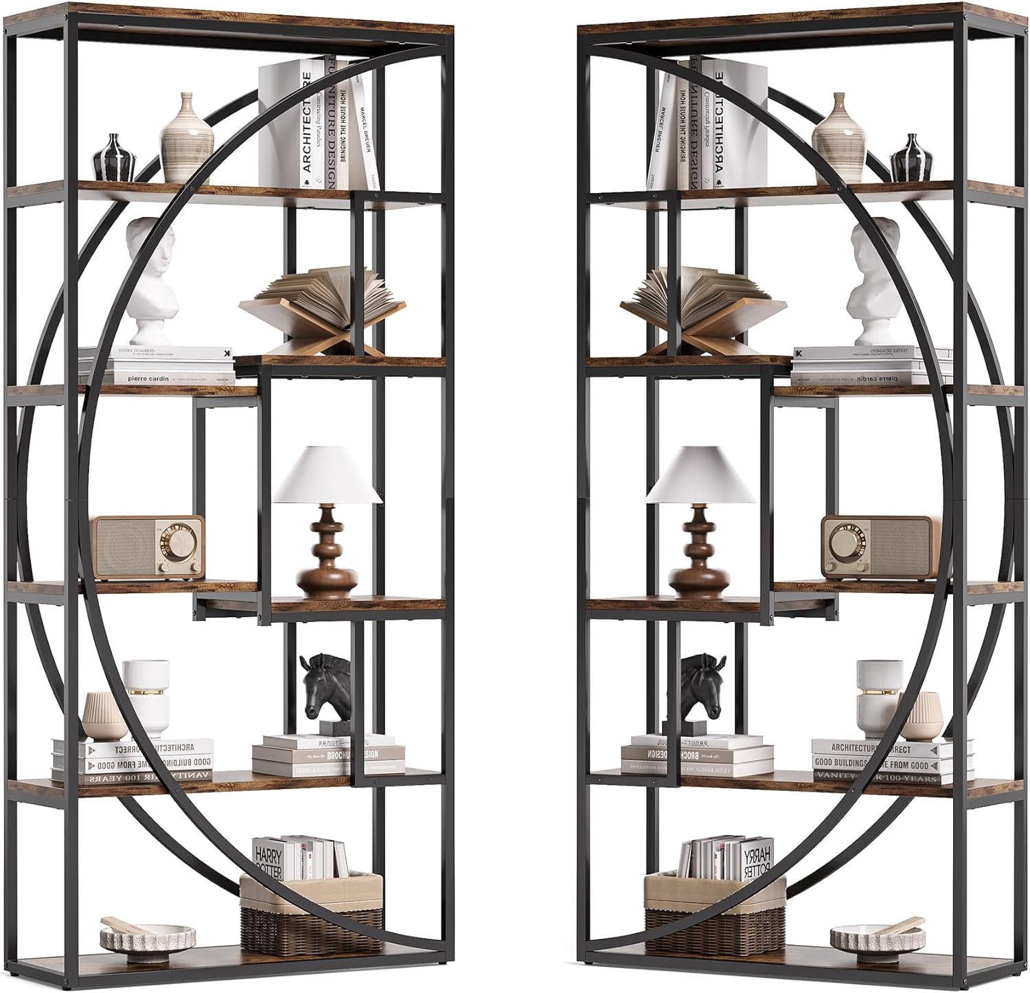 1Easylife 70.8-Inch Book Shelf Set of 2, Industrial Metal Bookcase, 6 ...