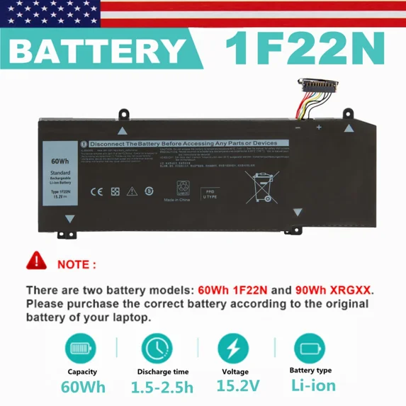 1F22N HYWXJ Battery for Alienware M15 M17 2018 G5 15 5590 G7 7590 7790 ...