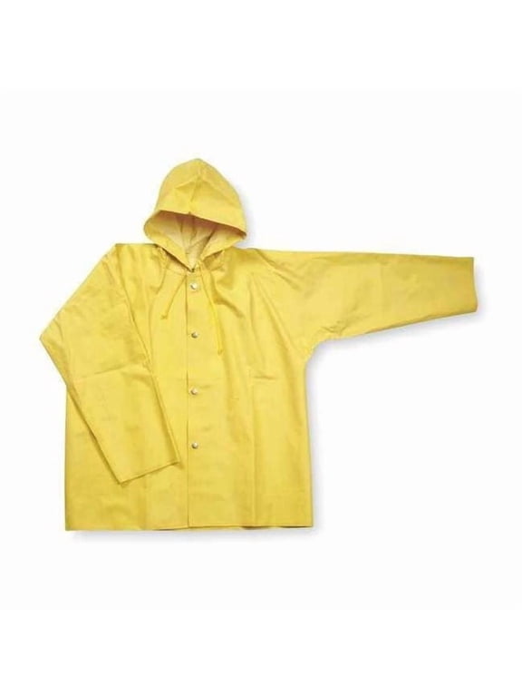 1FAY7 S Yellow SBR Rubber Rain Jacket with Hood