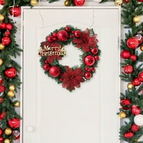 1FT Artificial Door Ring Hanging Decoration with Christmas Leaves, Red Berries and Wreath, Festive Holiday Accent for Front Doors, Entryways, and Seasonal Home Décor