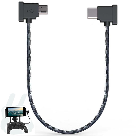 1FT Micro USB to USB C Remote Controller Cable for iPad iPhone Air 17 16 15 Galaxy Android Link for DJI Mavic Pro/Mavic Mini 1st & SE/Spark/Mavic 2/Mavic Air 1st Drone, Braided RC Cable OTG Data Cord
