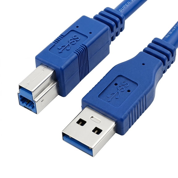 1FT USB 3.0 Printer Cable, USB A to USB B High Speed Data Transfer Cord for Scanner, Printer, Blue/Black