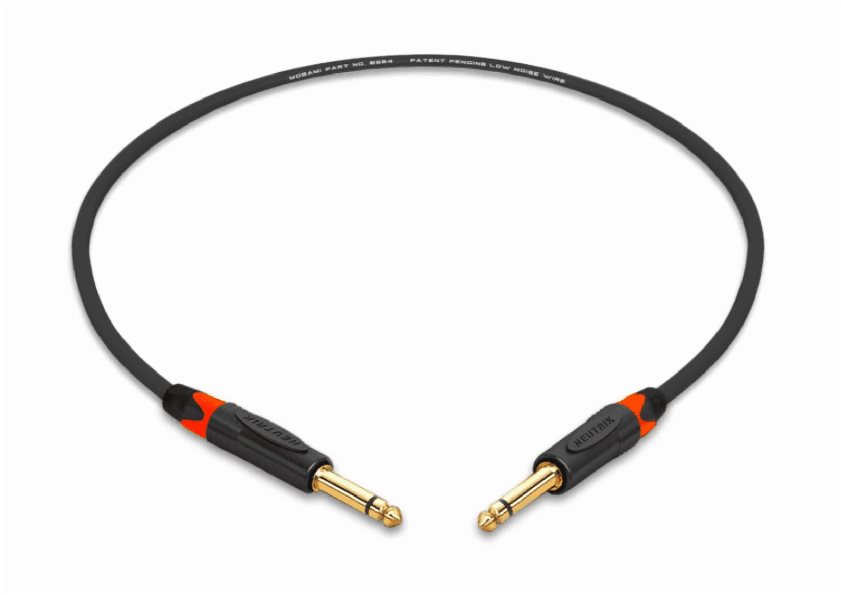 1Feet -Mogami 2524 Instrument Cable| 1/4" TS to TS | Neutrik Gold | Orange Boots