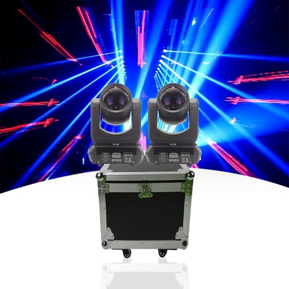 1Flightcases 2Pcs Mini LED Moving Head 150W Beam+Spot+ 18 Rotating Prisms Dmx Stage Light