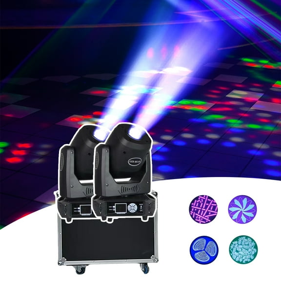 1Flycase With 2PCS LED 150w Beam Spot Moving Head Wedding Holiday Party Stage Lighting DMX Control Dj Disco Gobo Strobe Lamp