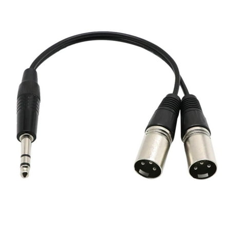 1Ft 1/4"""""""" 6.35mm Mono Microphone Cable to 2 Dual XLR Male 3 Pin Splitter