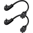thumbnail image 1 of 1Ft Flat Plug Short Extension Cord, 90 Degree Plug Adapter, Low Profile 3 Prong Small Grounded Cords 14 AWG 15A 1875W 2 Pack Black, 1 of 12