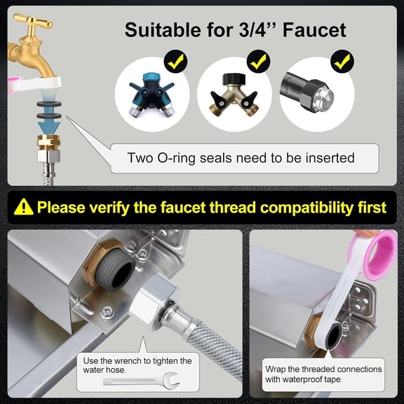 1Gal/3.8L Automatic Water Dispenser for Dogs, Patented Stainless Steel Bowl for Outdoor Livestock