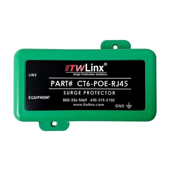 Itw Electronic Component Solutions CT6-POE-RJ45 1gb Rated 4 Pair Protector Solid State Rj45 In & Out 75v Clamping Cat5 Cat5e Cat6 Cable Security Poe Poe+ Poe++ Abs Housing No Ce Warranty