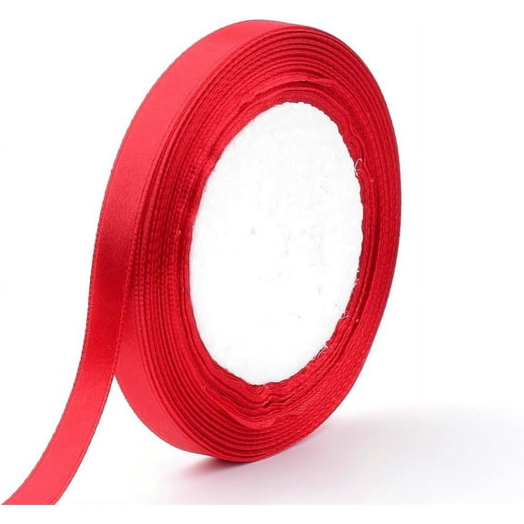1Group 250 Yards Single Face Polyester Satin Ribbon Red Christmas Ribbon for Gift Wrapping Hair Bows Making Wedding Party Decoration Sewing Projects
