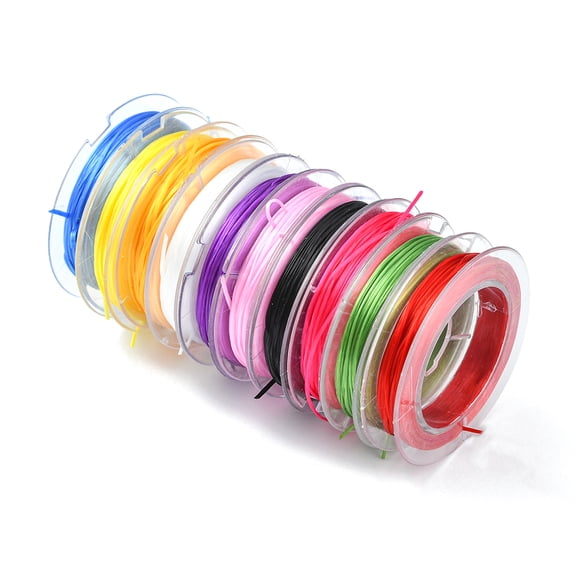 1Group Flat Elastic Crystal String Elastic Beading Thread for Stretch Bracelet Making Mixed Color 0.5mm 10 yards(9.14m)/roll 10 rolls/group