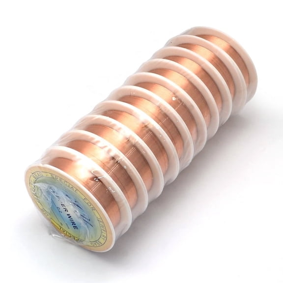 1Group Round Copper Jewelry Wire Chocolate 24 Gauge 0.5mm 26.24 Feet(8m)/roll 10 rolls/group