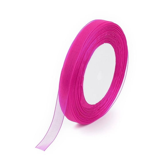1Group Sheer Organza Ribbon DIY Material for Ribbon Medium Violet Red 1/2 inch(12mm) 500yards(457.2m)