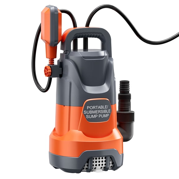 1HP 4200GPH Submersible Sump Pump, Automatic Float Switch Drainage System, Powerful Utility Water Pump with Adapters for Pools, Basements, Flood Cleanup, Rain Barrels and Household Use Use