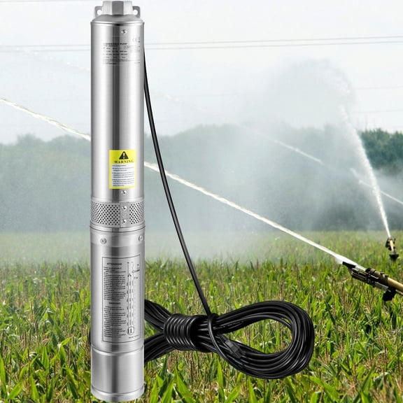 1HP Deep Well Submersible Pump, 115V/60Hz, 37GPM Flow & 207ft Head, 4" Stainless Steel, 33ft Cord, IP68 Waterproof - for Industrial, Irrigation, Home Use