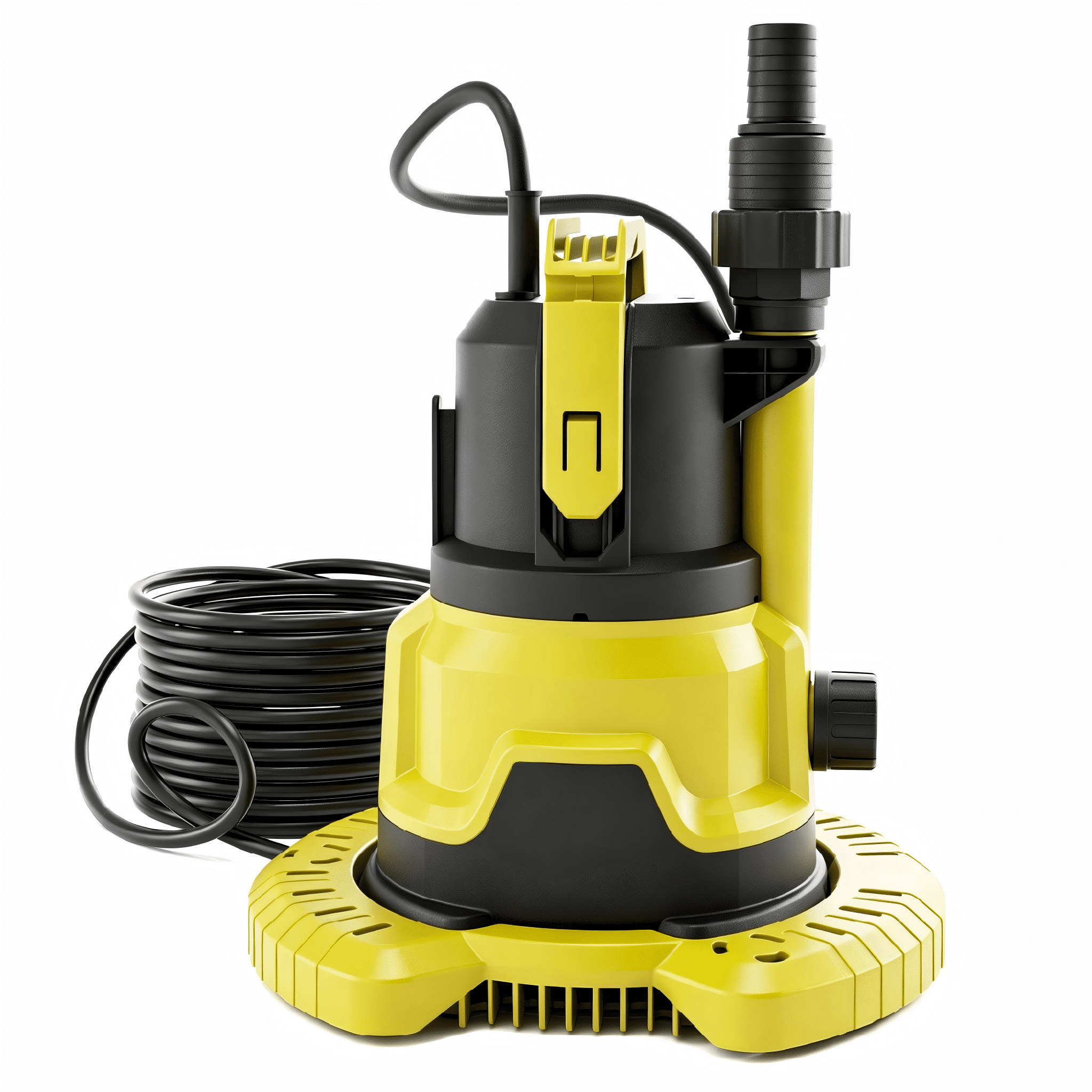 1HP Submersible Sump Pump, Upgraded Pool Cover Pump with Dual Water Outlets & Filter Net - 3500GPH Portable Electric Transfer Pump for Pool, Hot Tubs, Basement Floods, Yellow