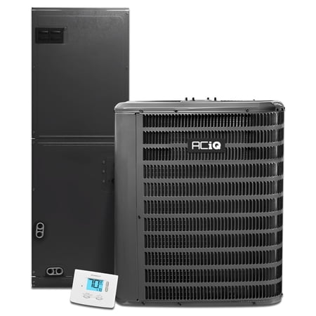 1HVAC 14.5 SEER2 Central Split Unit Heat Pump AC/Heating System with Thermostat and 5K Backup Heat Kit | 5-Ton 60000 BTU, Single Stage HVAC System, TXV Device | R32 Refrigerant