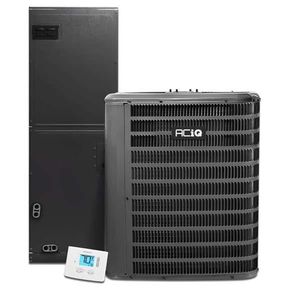 1HVAC 15.2 SEER2 Central Split Unit Heat Pump AC/Heating System with Thermostat and 5K Backup Heat Kit | 1.5-Ton 18000 BTU, Single Stage HVAC System, TXV Device | R32 Refrigerant