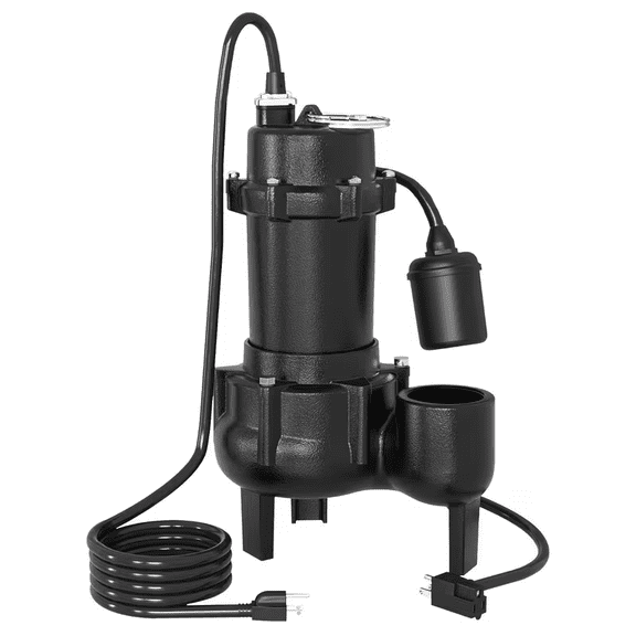 1Hp 6600 GPH Submersible Sewage Pump, a Heavy-Duty Cast Iron Sewage Pump with an Automatic Tethered Float Switch, Designed for Sump Pits, Basements, And Residential Sump Pumping, 2" NPT