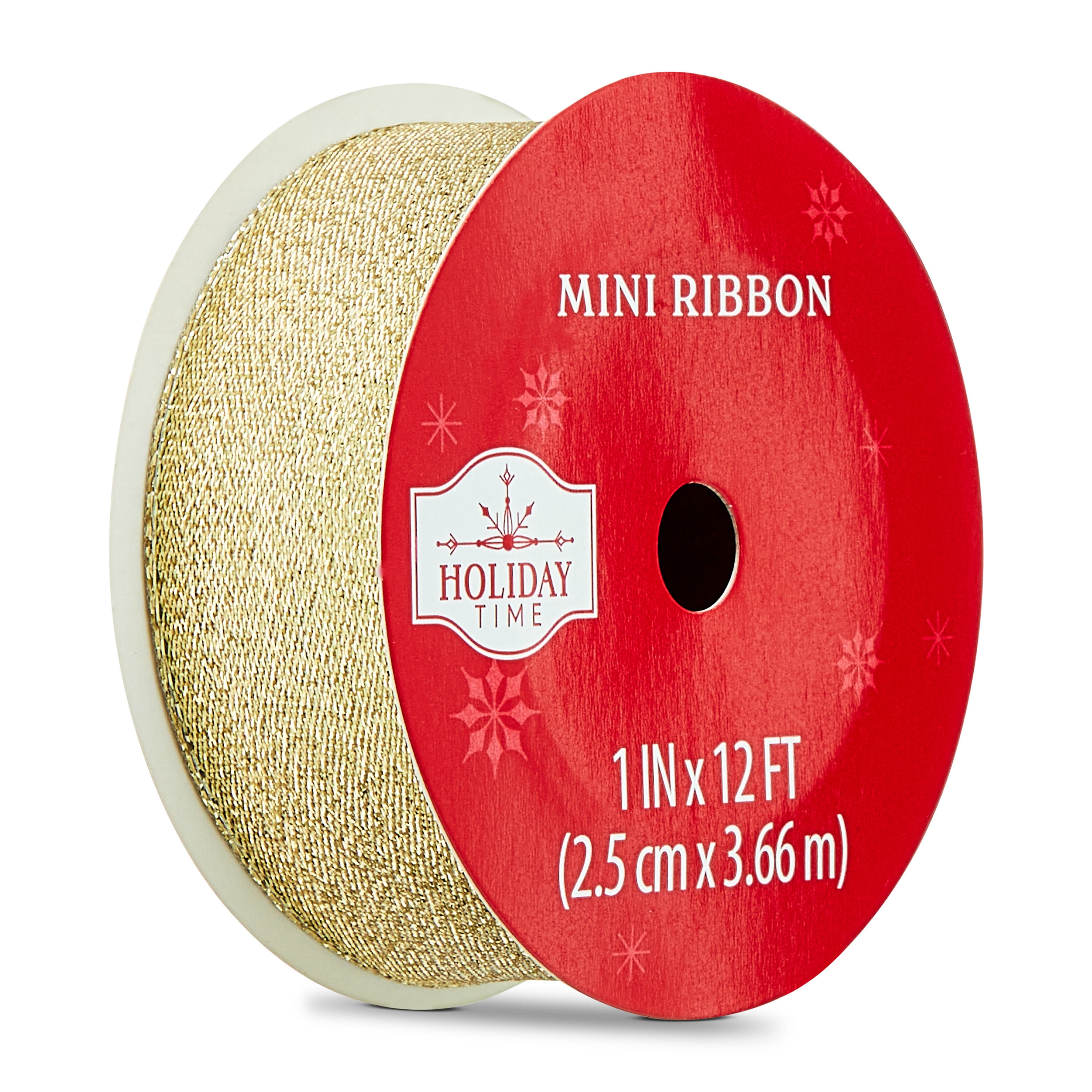Metallic Gold Mini Christmas Ribbon, 1" x 12', by Holiday Time
