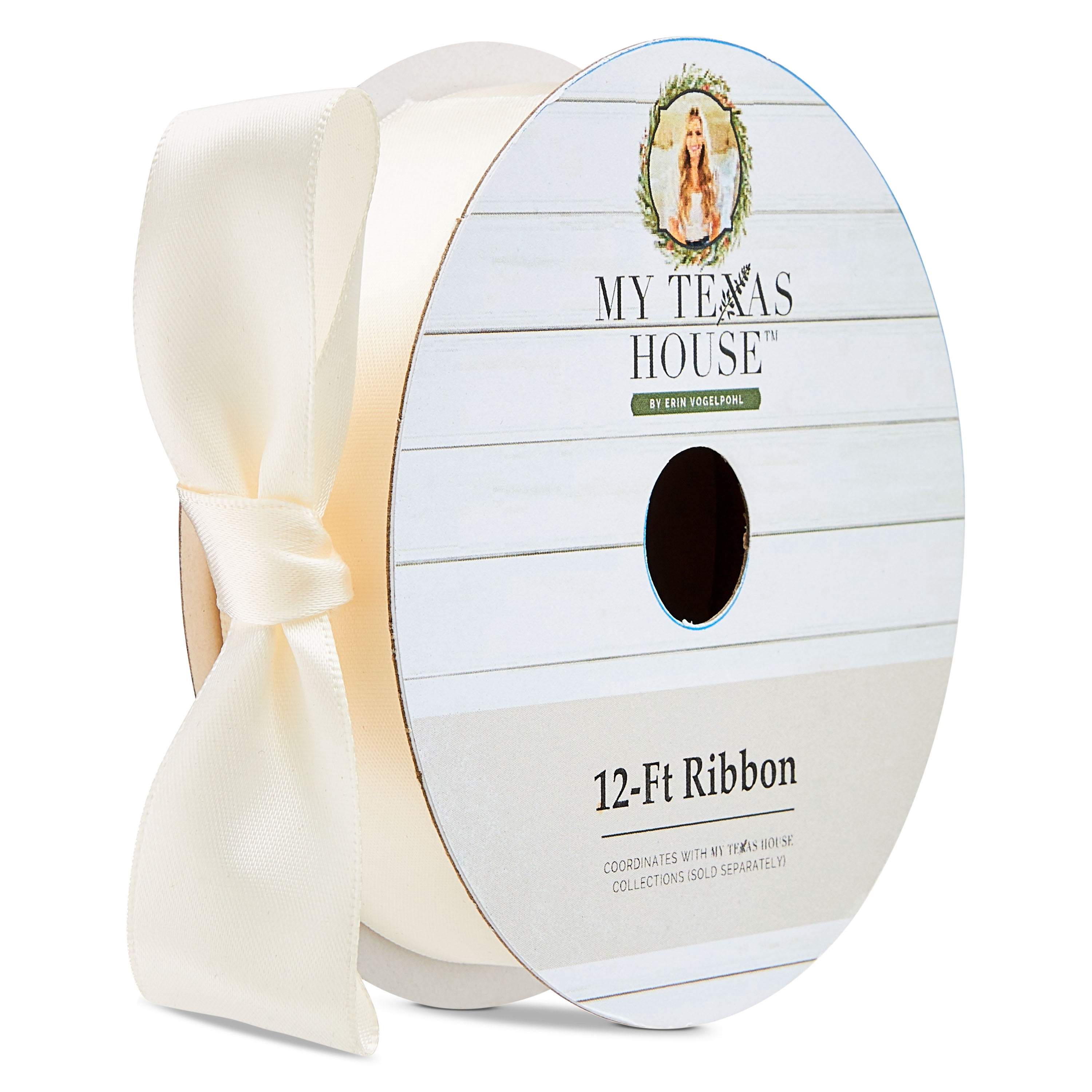 Ivory Satin Christmas Ribbon, 12', by My Texas House