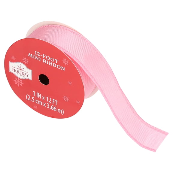 Pink Grosgrain Mini Christmas Ribbon, 1" x 12', by Holiday Time