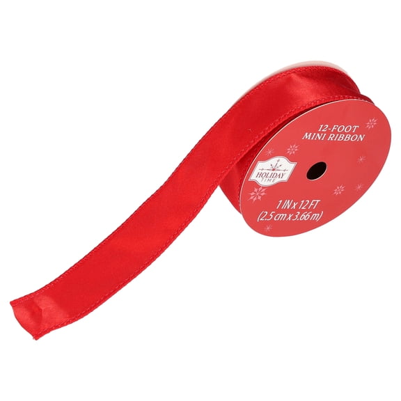 Red Satin Mini Christmas Ribbon, 1" x 12', by Holiday Time