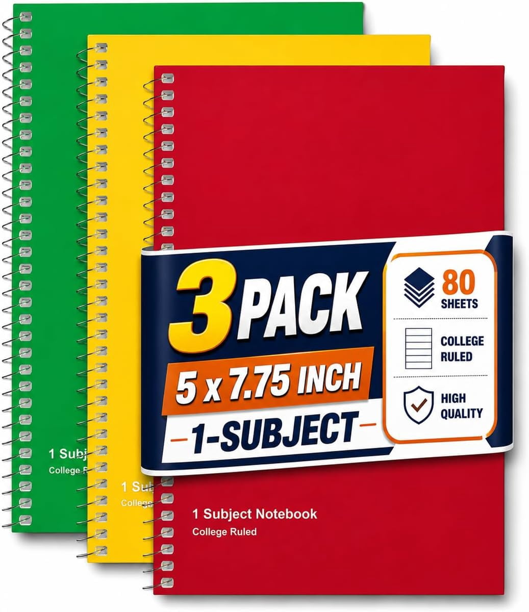 1InTheOffice 1-Subject Wirebound Notebook, College Ruled, 80