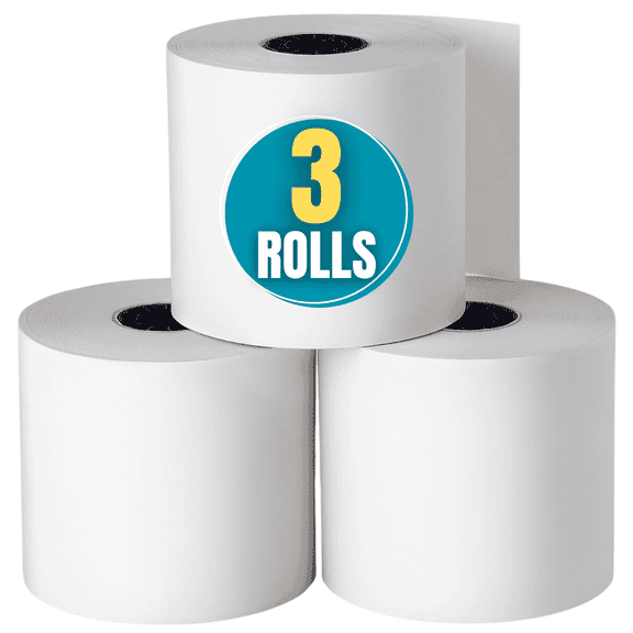 1InTheOffice Adding Machine/Calculator Roll, 16 lb, 1/2" Core, 2-1/4" x 150 ft, White (3)