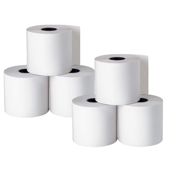 1InTheOffice Adding Machine/Calculator Roll, 16 lb, 1/2" Core, 2-1/4" x 150 ft, White (6)