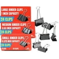 thumbnail image 1 of 1InTheOffice Binder Clips Assorted Sizes, Paper Clamps, Small 0.75", Medium 1.25", Large 2", Metal, 24 Clips/Size, Black, 72 Pack, 1 of 8